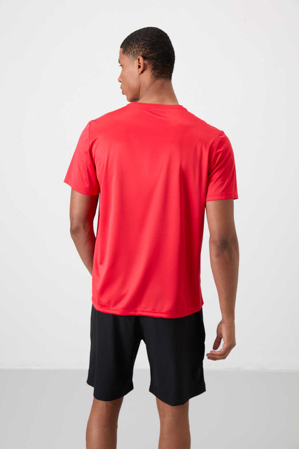 Tommylife Toptan O Yaka Standart Kalıp Aktif Spor Erkek T-Shirt 88385 Kırmızı
