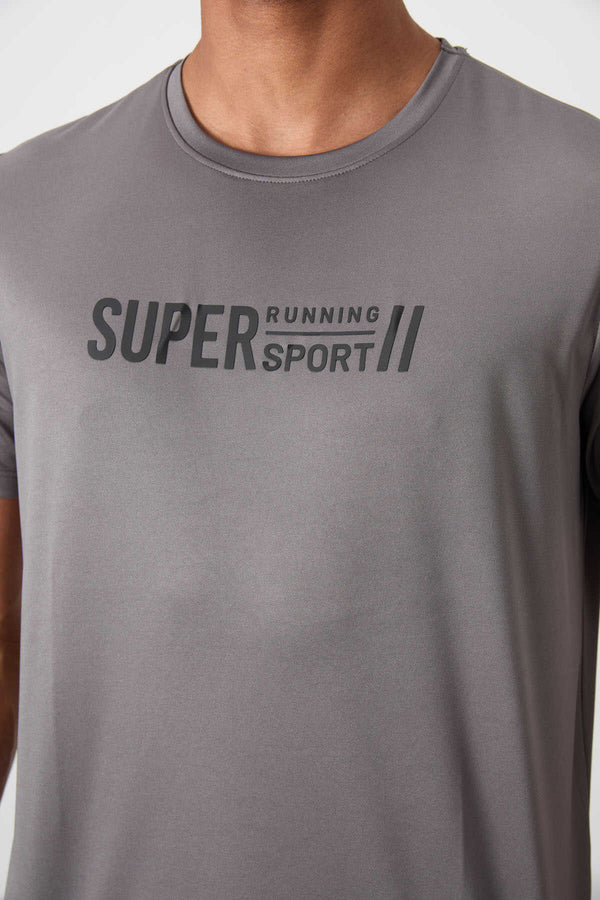 Tommylife Toptan O Yaka Standart Kalıp Aktif Spor Erkek T-Shirt 88385 Koyu Gri