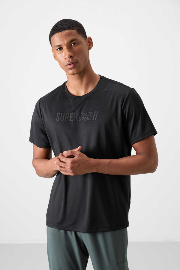 Tommylife Toptan O Yaka Standart Kalıp Aktif Spor Erkek T-Shirt 88385 Siyah