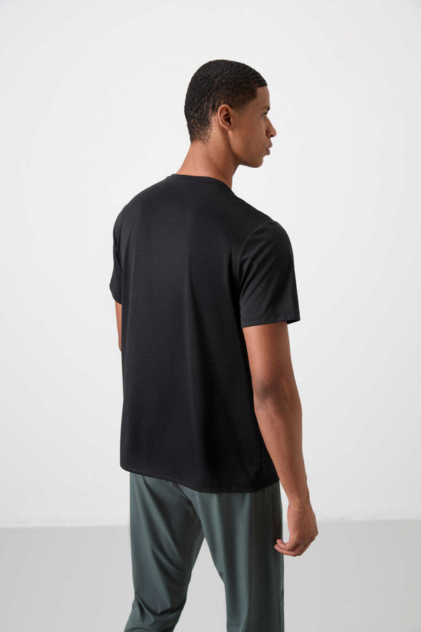 Tommylife Toptan O Yaka Standart Kalıp Aktif Spor Erkek T-Shirt 88385 Siyah