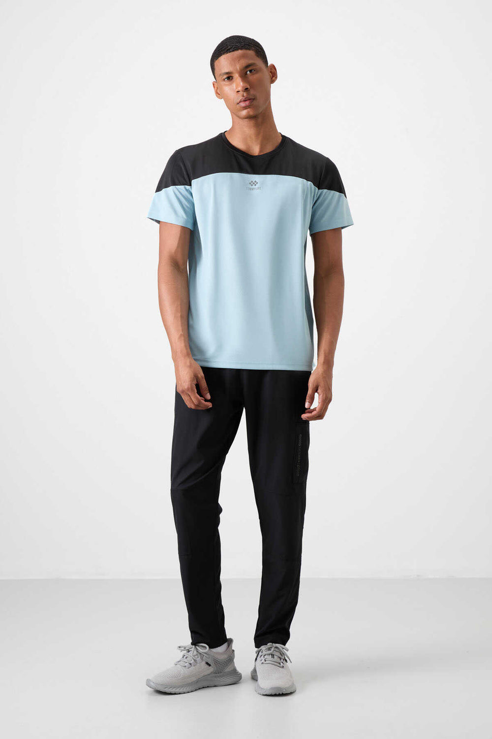 Tommylife Toptan O Yaka Standart Kalıp Aktif Spor Erkek T-Shirt 88386 Açık Mavi