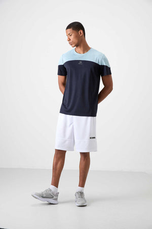 Tommylife Toptan O Yaka Standart Kalıp Aktif Spor Erkek T-Shirt 88386 Lacivert