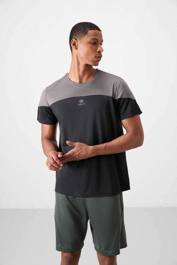 Tommylife Toptan O Yaka Standart Kalıp Aktif Spor Erkek T-Shirt 88386 Siyah