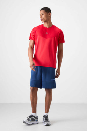 Tommylife Toptan O Yaka Standart Kalıp Aktif Spor Erkek T-Shirt 88391 Kırmızı