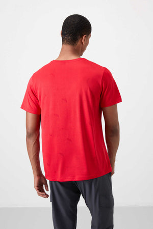 Tommylife Toptan O Yaka Standart Kalıp Aktif Spor Erkek T-Shirt 88397 Kırmızı