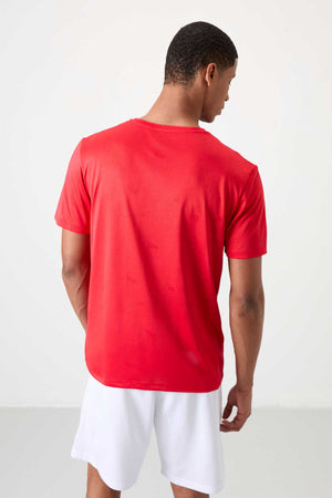 Tommylife Toptan O Yaka Standart Kalıp Aktif Spor Erkek T-Shirt 88398 Kırmızı