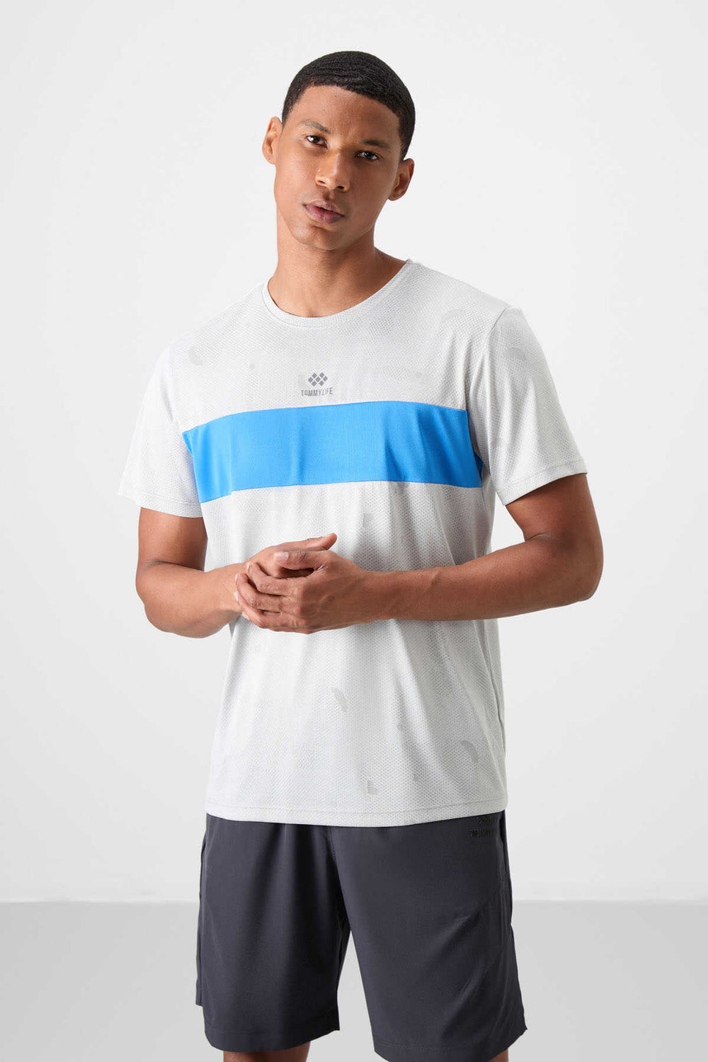 Tommylife Toptan O Yaka Standart Kalıp Aktif Spor Erkek T-Shirt 88398 Taş