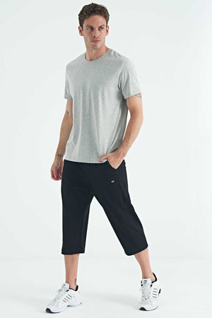 Tommylife Toptan O Yaka Standart Kalıp Basic Erkek T-Shirt 87911 Açık Gri Melanj
