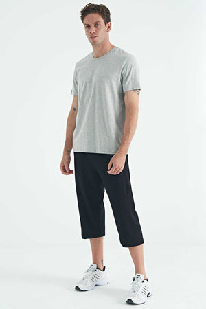 Tommylife Toptan O Yaka Standart Kalıp Basic Erkek T-Shirt 87911 Açık Gri Melanj