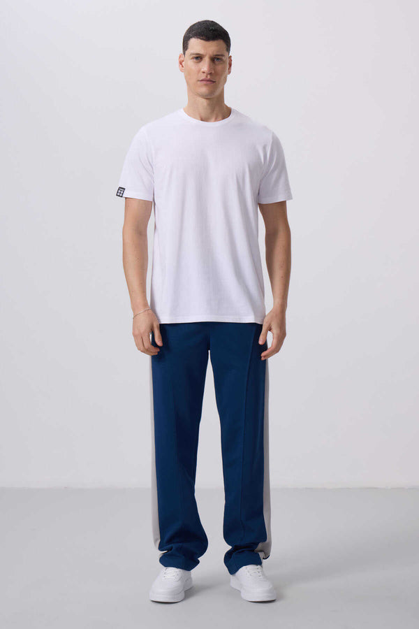 Tricou bărbătesc Tommylife Wholesale cu guler rotund, croială standard, de bază, 87911, alb