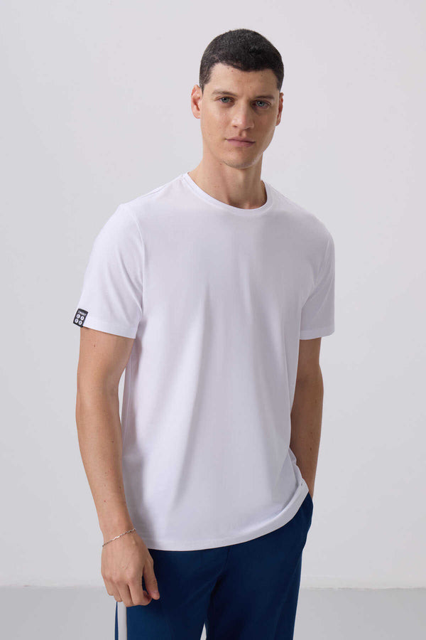 Tricou bărbătesc Tommylife Wholesale cu guler rotund, croială standard, de bază, 87911, alb