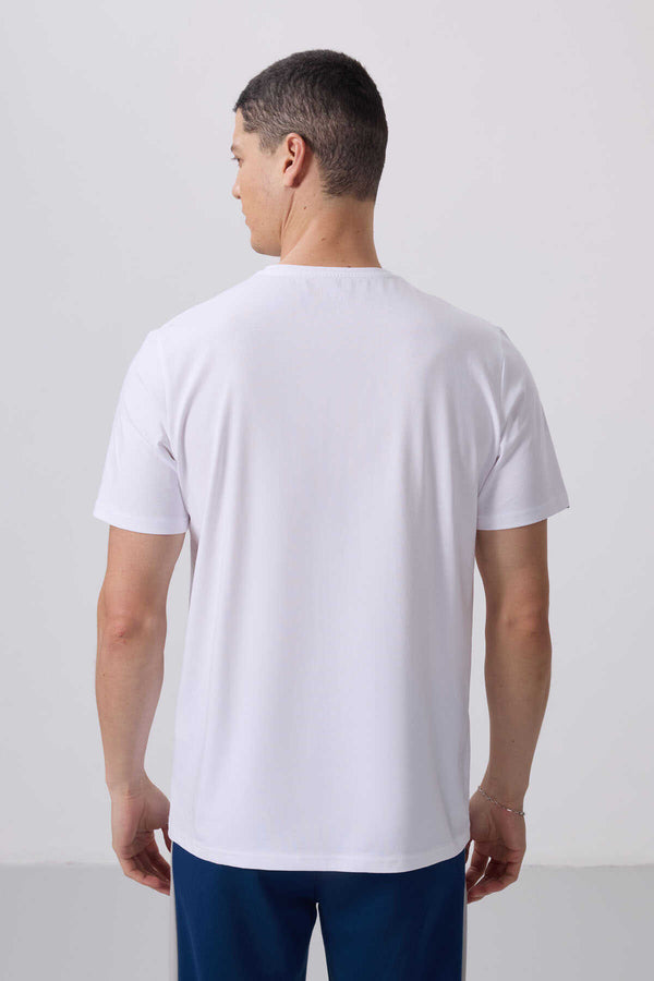 Tricou bărbătesc Tommylife Wholesale cu guler rotund, croială standard, de bază, 87911, alb