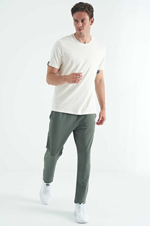 Tommylife Toptan O Yaka Standart Kalıp Basic Erkek T-Shirt 87911 Ekru