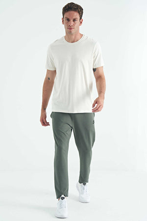 Tommylife Toptan O Yaka Standart Kalıp Basic Erkek T-Shirt 87911 Ekru