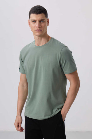 Tommylife Toptan O Yaka Standart Kalıp Basic Erkek T-Shirt 87911 Kaktüs