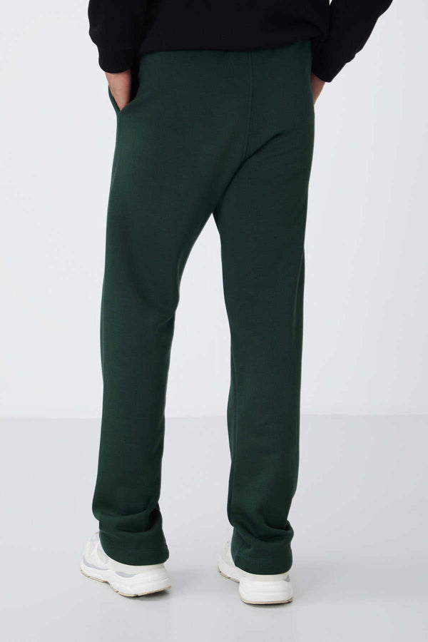 Tommylife Toptan Oversize Basic Düz Paça Erkek Eşofman Alt 82146 Çam Yeşili