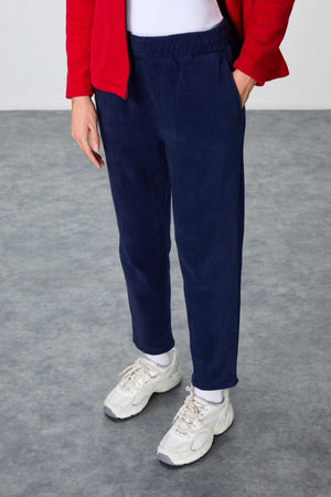 Tommylife Toptan Oversize Dik Yaka Klasik Paça Kadın Polar Eşofman Takımı 95339 Kırmızı - Lacivert