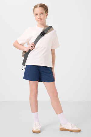 Tommylife Toptan Pamuklu Yumuşak Dokulu Standart Fit Basic Kız Çocuk Şort Takım 75184 Ekru Parlament
