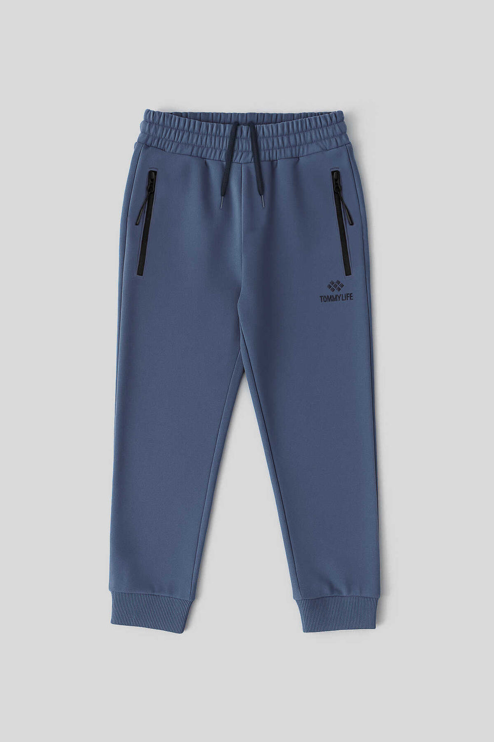 Tommylife Toptan Petrol Basic Fermuar Cepli Belden Bağcıklı Jogger Erkek Çocuk Eşofman Alt - 10798