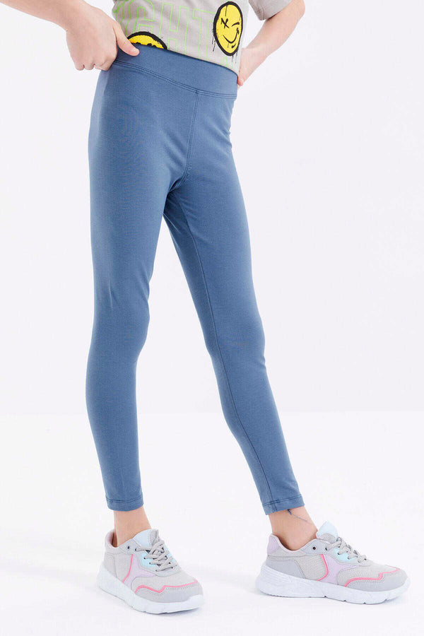Colanți Tommylife Wholesale, talie înaltă, croială slim, culoare petrol, pentru fete - 75047