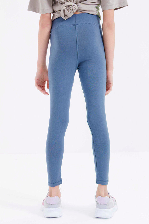 Colanți Tommylife Wholesale, talie înaltă, croială slim, culoare petrol, pentru fete - 75047