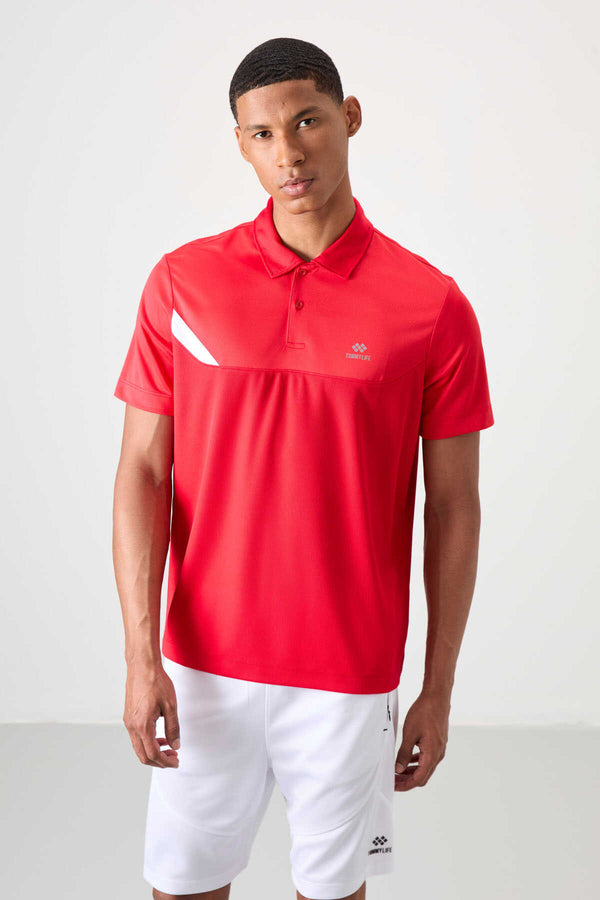 Tommylife Toptan Polo Yaka Standart Kalıp Aktif Spor Erkek T-Shirt 88402 Kırmızı