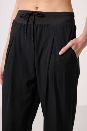 Tommylife Toptan Polyester Cepli Standart Kalıp Kadın Pantolon - 94677 Siyah