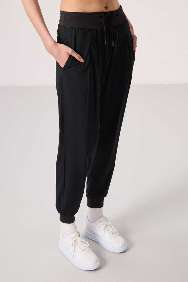Tommylife Toptan Polyester Cepli Standart Kalıp Kadın Pantolon - 94677 Siyah