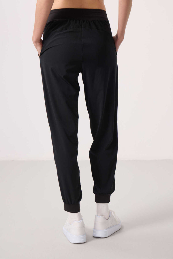 Tommylife Toptan Polyester Cepli Standart Kalıp Kadın Pantolon - 94677 Siyah