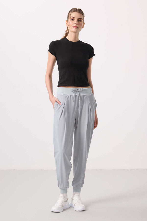 Tommylife Toptan Polyester Cepli Standart Kalıp Kadın Pantolon - 94677 Taş