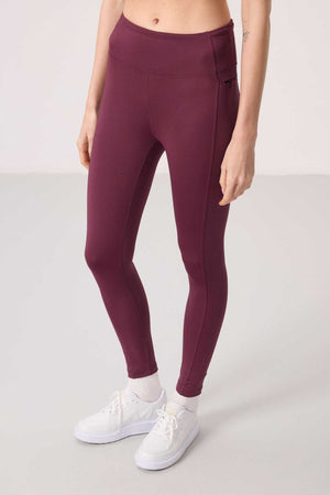 Tommylife Toptan Polyester Esnek Standart Fit Performans Kadın Tayt - 94667 Bordo