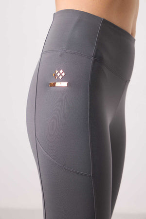 Tommylife Toptan Polyester Esnek Standart Fit Performans Kadın Tayt - 94667 Koyu Gri
