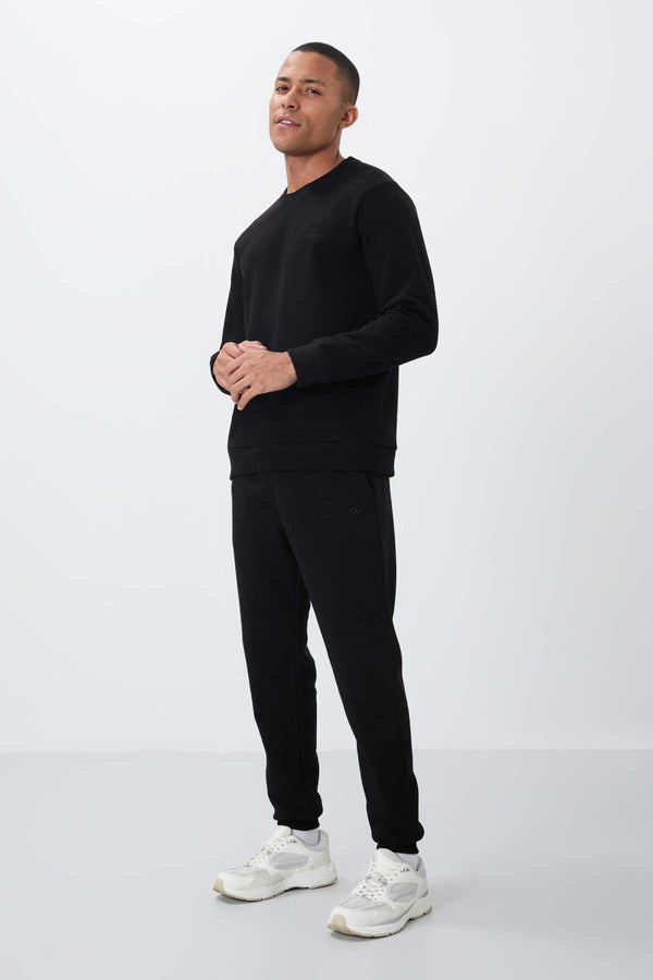 Tommylife Toptan Rahat Kalıp Basic Erkek Eşofman Takım 85265 Siyah