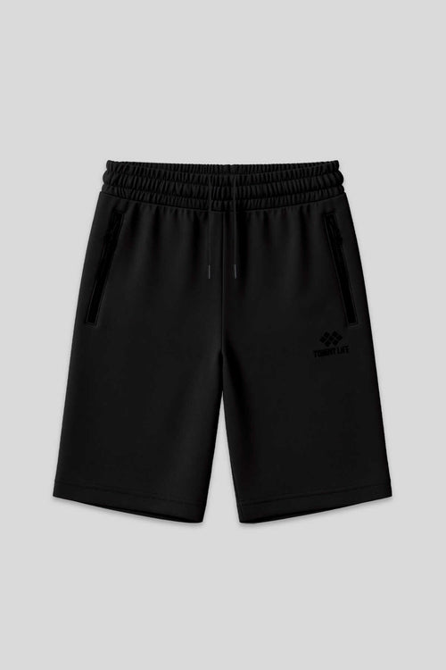Pantaloni scurți negri Tommylife Wholesale pentru bărbați, mărime mare, cu buzunar cu fermoar și croială standard - 81151