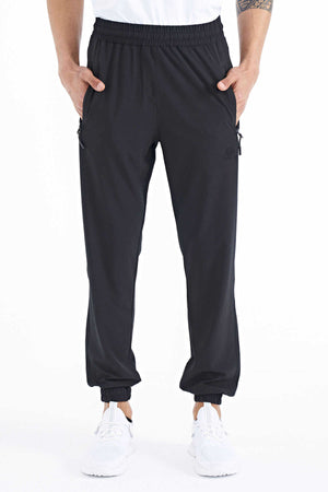 Tommylife Toptan Siyah Erkek Basic Cepli Bağcıklı Rahat Form Lastik Paça Eşofman Altı - 84826