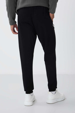 Tommylife Toptan Siyah Fermuar Cepli Standart Kalıp Jogger Erkek Eşofman Alt - 84651