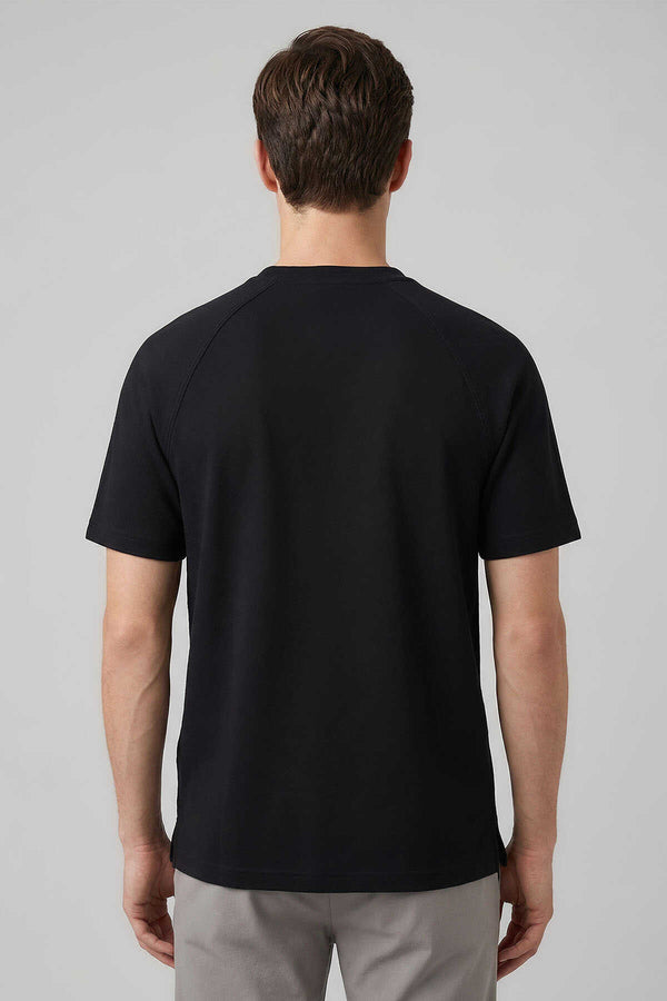Tommylife Toptan Siyah Rahat Form Esnek Nefes Alabilir Erkek T-Shirt - 88495
