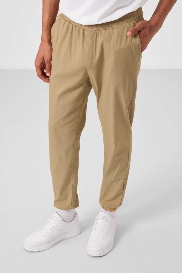 Tommylife Toptan Standart Fit Dokuma Hafif Esnek Chino Erkek Pantolon 82176 Koyu Bej