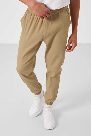 Tommylife Toptan Standart Fit Dokuma Hafif Esnek Chino Erkek Pantolon 82176 Koyu Bej