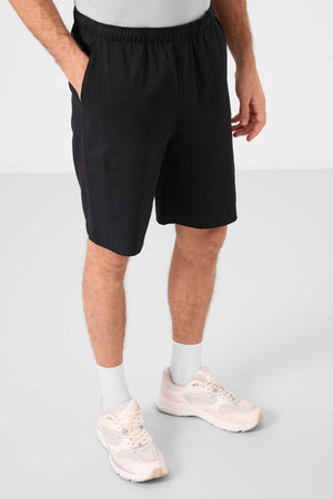 Tommylife Toptan Standart Fit Dokuma Hafif Esnek Chino Erkek Şort 81291 Siyah