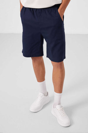 Tommylife Toptan Standart Fit Dokuma Hafif Esnek Chino Erkek Şort 81293 Lacivert