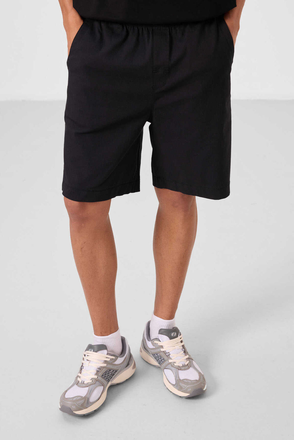 Tommylife Toptan Standart Fit Dokuma Hafif Esnek Chino Erkek Şort 81293 Siyah