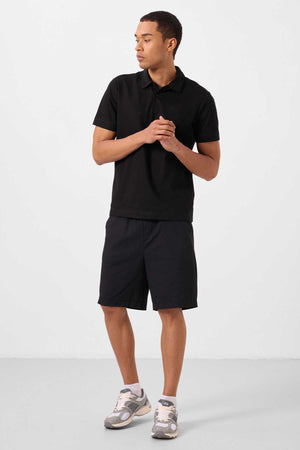 Tommylife Toptan Standart Fit Dokuma Hafif Esnek Chino Erkek Şort 81293 Siyah