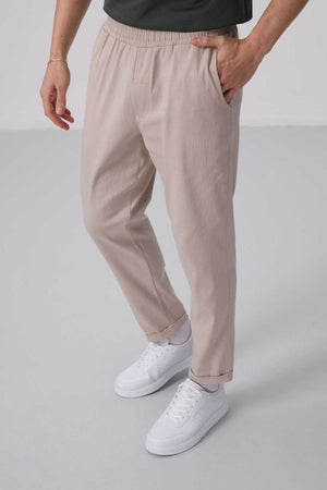 Tommylife Toptan Standart Fit Dokuma Hafif Esnek Chino Pantolon 82175 Taş