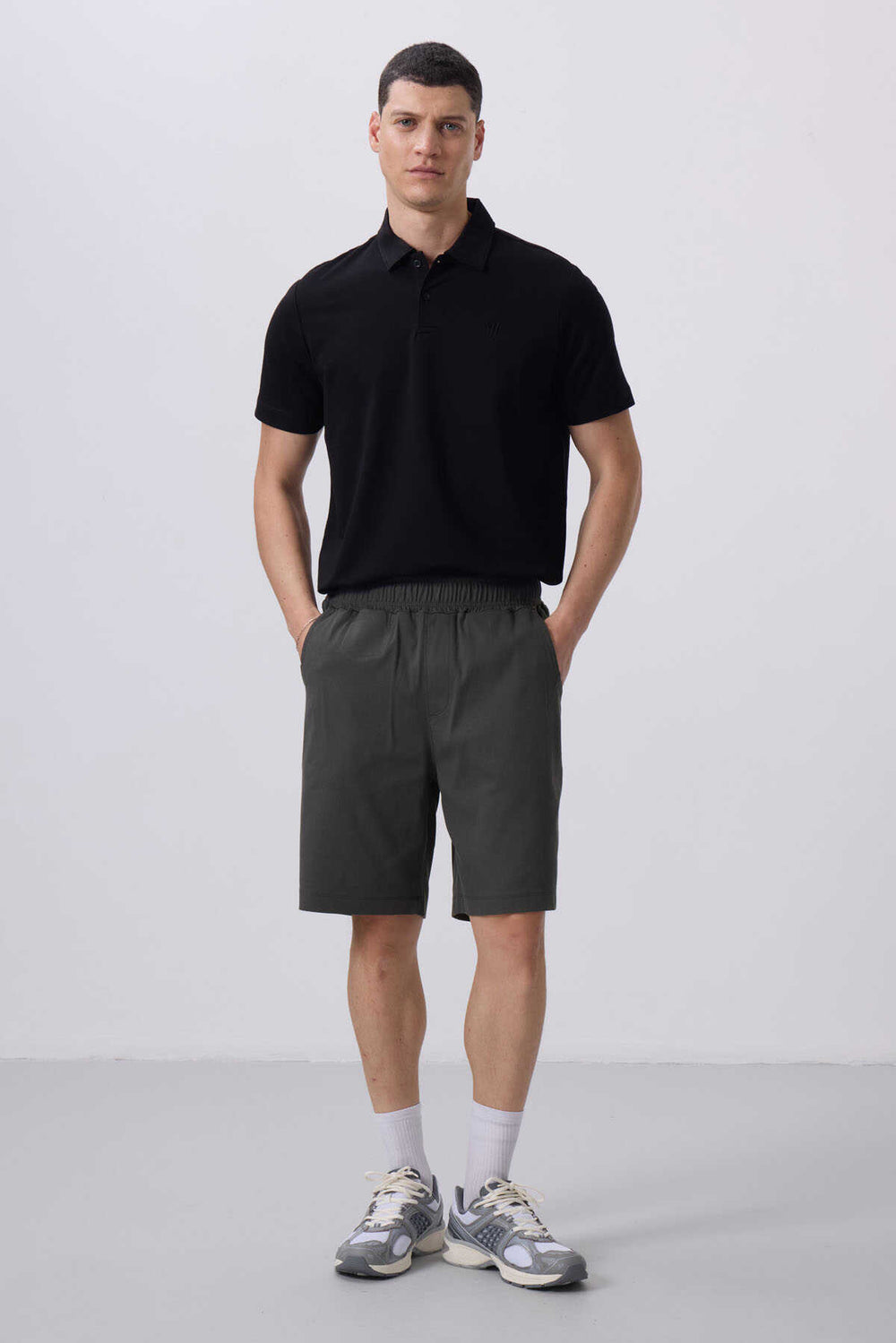 Tommylife Toptan Standart Fit Dokuma Hafif Esnek Chino Şort 81290 Antrasıt