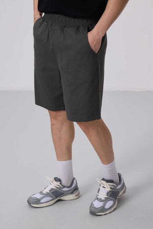 Tommylife Toptan Standart Fit Dokuma Hafif Esnek Chino Şort 81290 Antrasıt