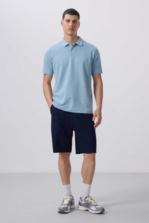 Tommylife Toptan Standart Fit Dokuma Hafif Esnek Chino Şort 81290 Lacivert