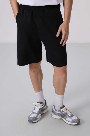 Tommylife Toptan Standart Fit Dokuma Hafif Esnek Chino Şort 81290 Siyah