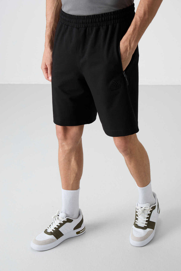 Tommylife Toptan Standart Kalıp Basic Erkek Şort 81136 Siyah
