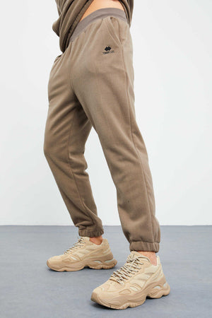 Tommylife Toptan Standart Kalıp Yarım Fermuar Polar Erkek Eşofman Takımı 85159 Camel